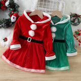 Kid Baby Girl Christmas Winter Silver Fox Velvet Dresses