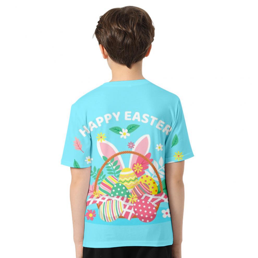 Kid Boys Girls Easter Digital Printed Short Sleeves T-shirts