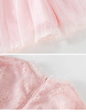 Kid Baby Girl Pearl Lace Gauze Princess Long Sleeve Dresses
