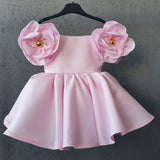 Kid Baby Girl Shoulder Flower Golden Jacquard Princess Dress