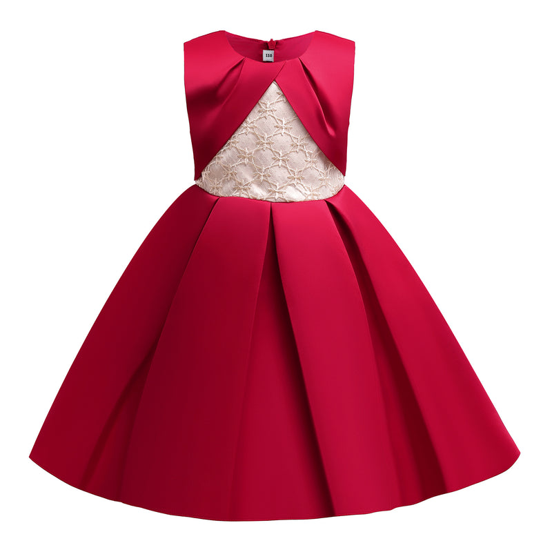 Kid Girl Princess Christmas Satin Dress