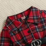 Kid Baby Girl Christmas Sanded British Plaid Casual Dress