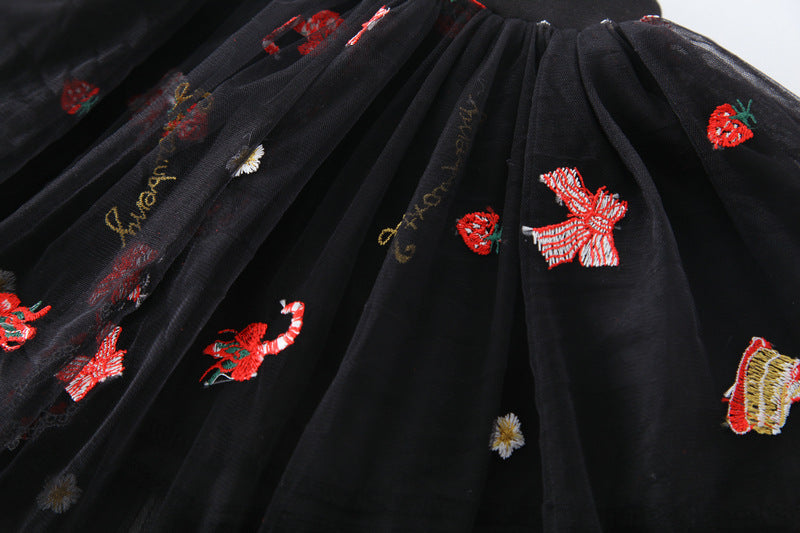 Kid Baby Girl Princess Short Skirt Strawberry Embroidery Skirts
