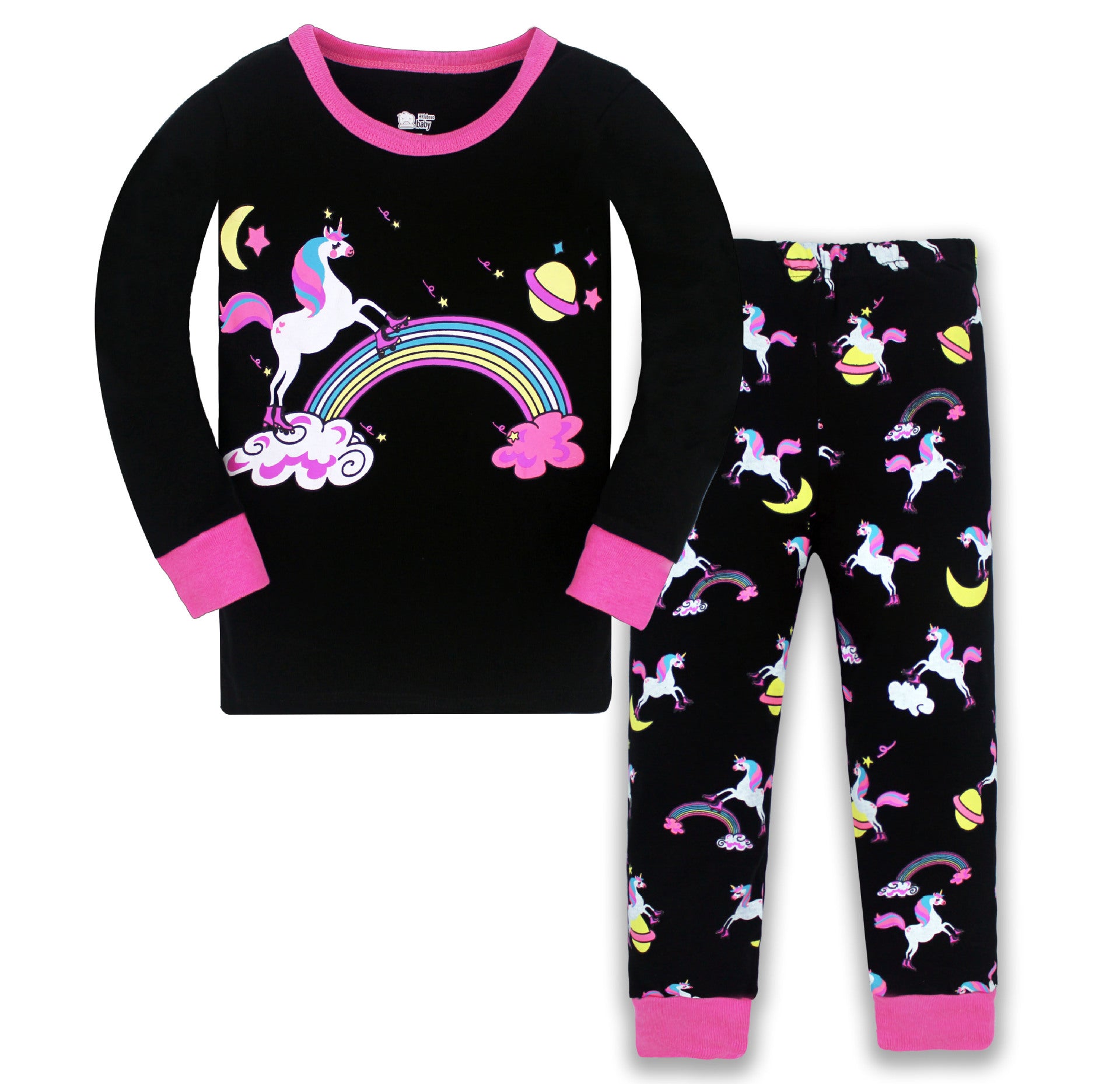 Kid Girl Air Conditioning Cotton Long Sleeve Threaded Pajamas