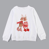 Family Matching Christmas Cartoon Cute Elk Print Creative Cotton Shirts