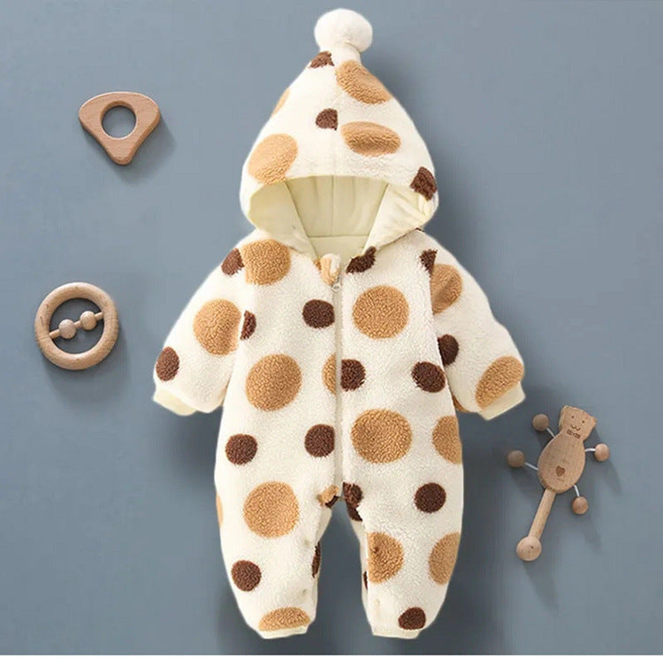 Baby Boy Girl Clamped Cotton Onesie Plus Velvet Thickened Rompers