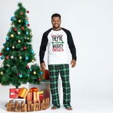 Family Parent-child Christmas Green Letter Digital Printing Pajamas