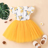 Kid Baby Girl Gauze Printed Fleecy Flying Sleeves Flower Casual Dresses