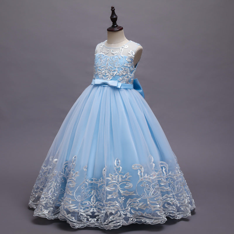 Kid Girl Princess Floral Lace Gown Sequins Gradual Change Dresses