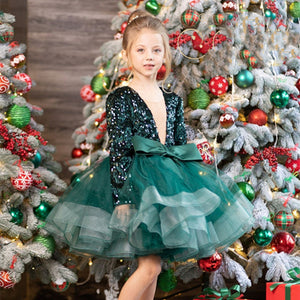 Kid Baby Girl High-end Long Sleeve Princess Beichen Wedding Dress
