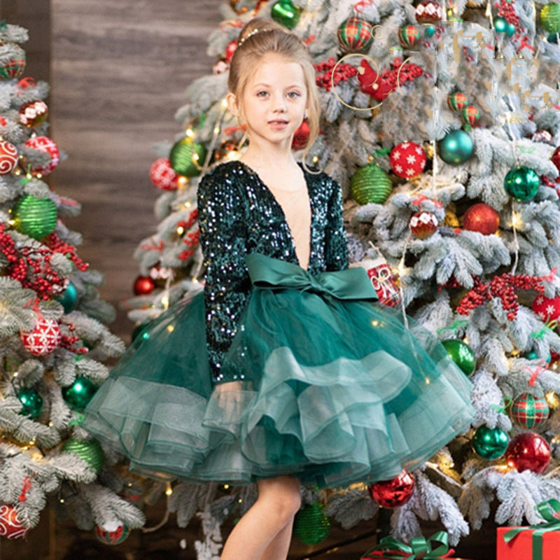 Kid Baby Girl High-end Long Sleeve Princess Beichen Wedding Dress