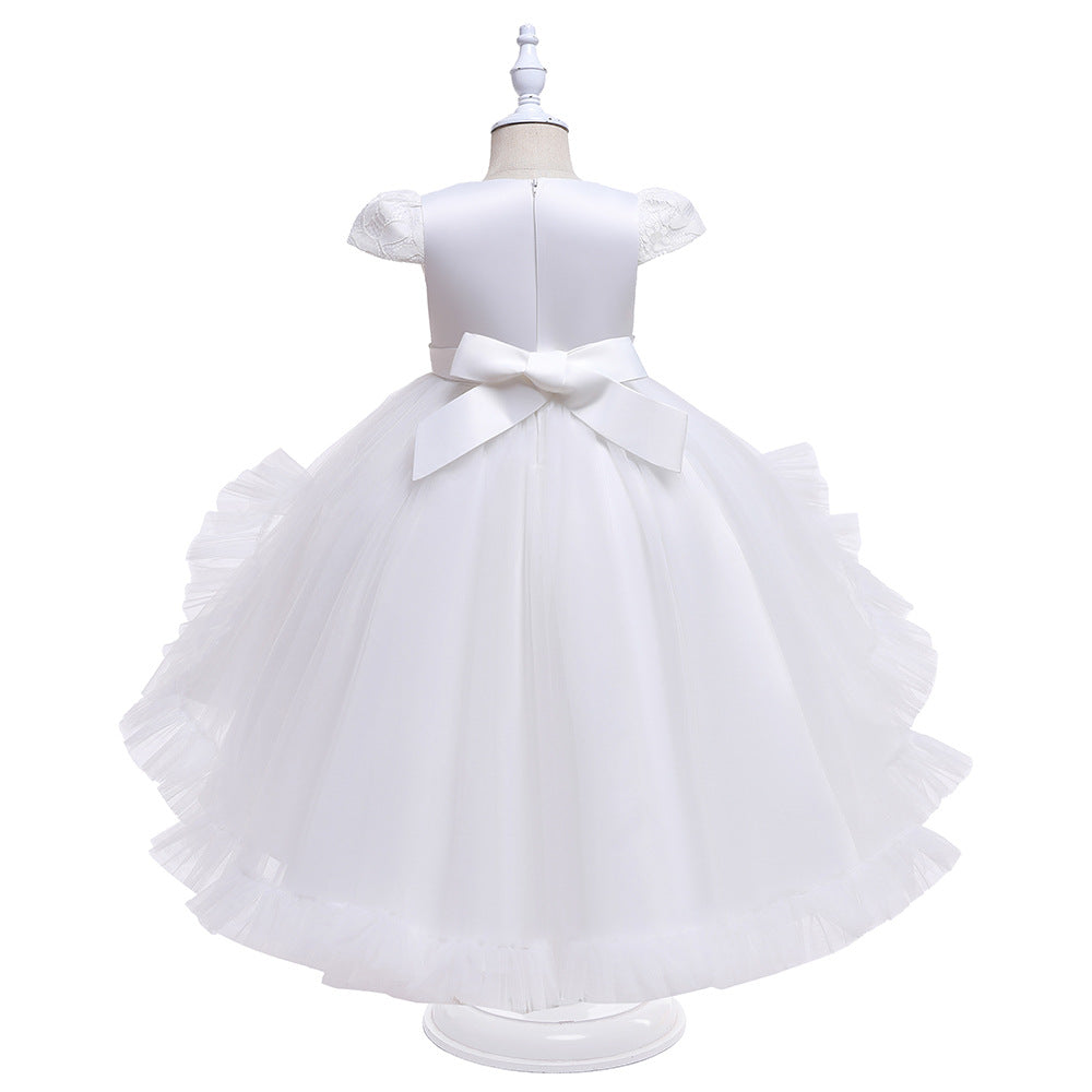 Kid Baby Girl Princess Trailing Wedding Shampong Gauze Host Dresses