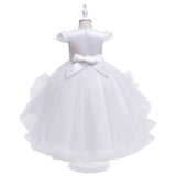 Kid Baby Girl Princess Trailing Wedding Shampong Gauze Host Dresses