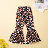 Kids Baby Girls Dot Long Lantern Sleeve Pleated Leopard Set 2 Pcs
