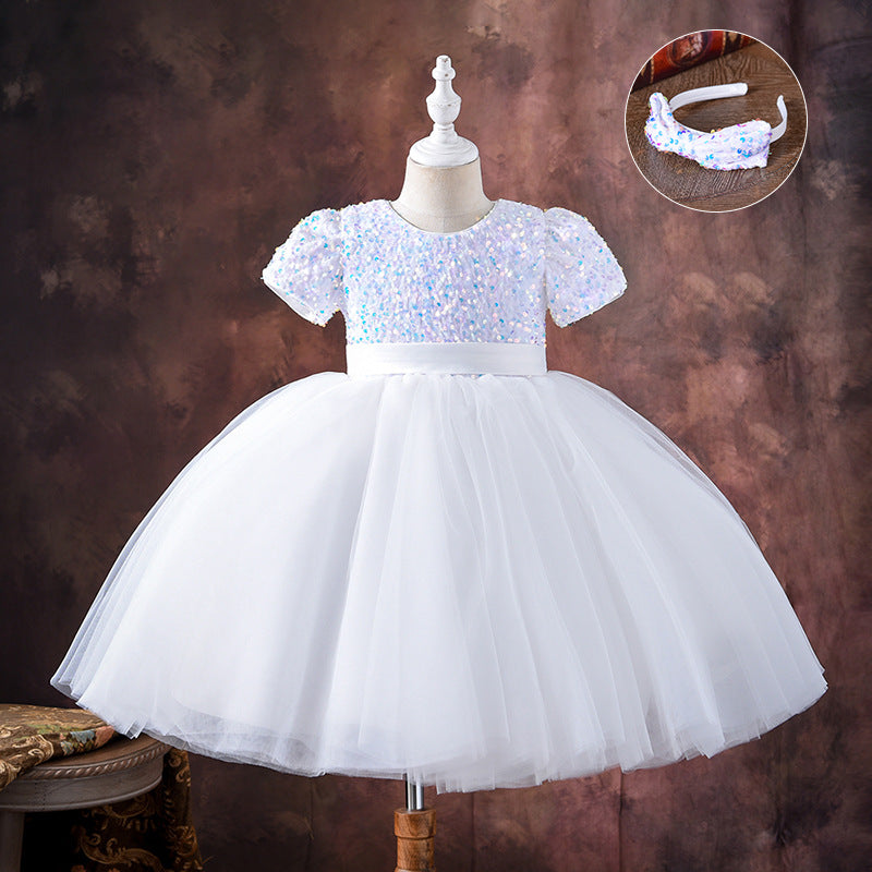 Kid Girl Princess Summer Korean Sequin Piano Dresses