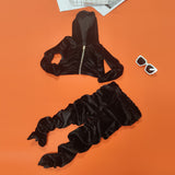 Kid Baby Girl Flannelette Spring Long Sleeves INS 2 Pcs Set Outfit