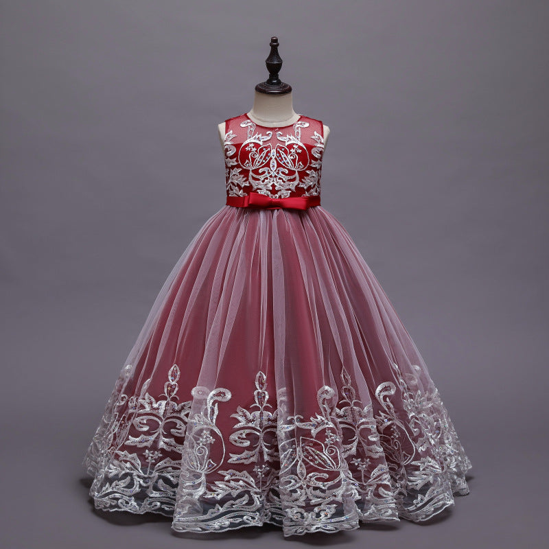 Kid Girl Princess Floral Lace Gown Sequins Gradual Change Dresses