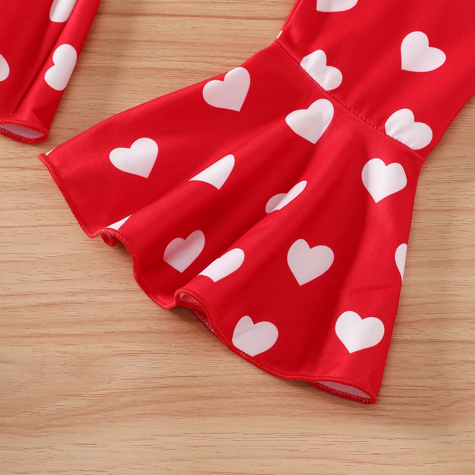 Baby Girl Suit Short Sleeves Alphabet Print Valentine's Day Flare Suits 2 Pcs Set