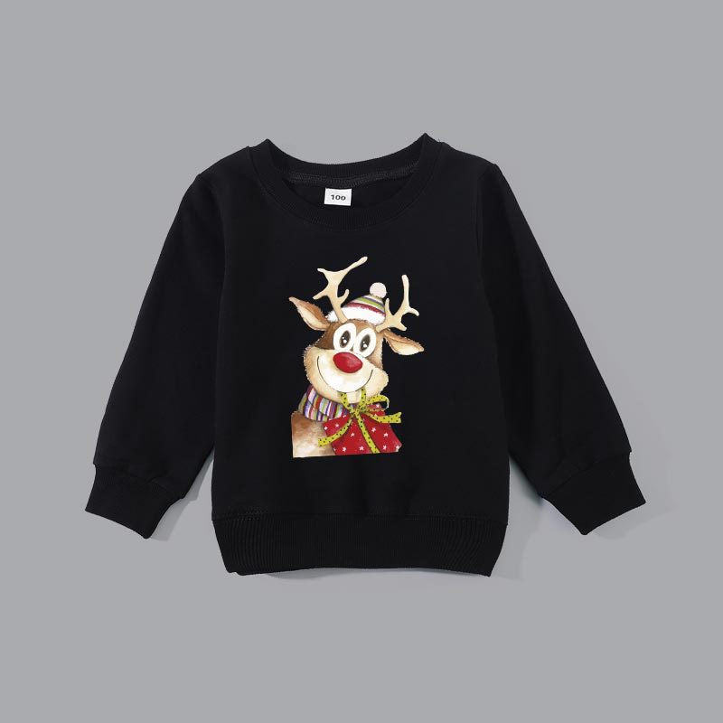 Family Matching Autumn Warm Cartoon Scarf Elk Cute Christmas Hoodie