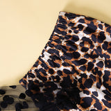 Kids Baby Girls Dot Long Lantern Sleeve Pleated Leopard Set 2 Pcs