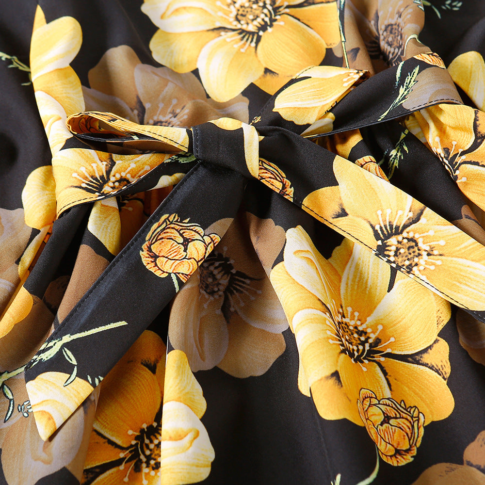 Kid Baby Girl Long Sleeve Lace Collar Bow Tie Flower Dresses