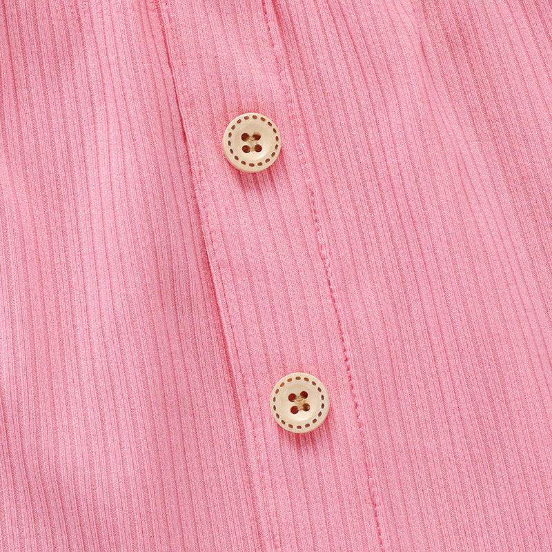 Kids Baby Girl Suit Solid Neck Long Sleeve Ripped Flared Sets 2 Pcs