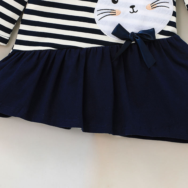 Kid Baby Girl Stripe Casual Rabbit Pattern A-line Dresses