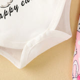 Baby Easter Bunny Print Triangle Halter Suit Sets 2 Pcs