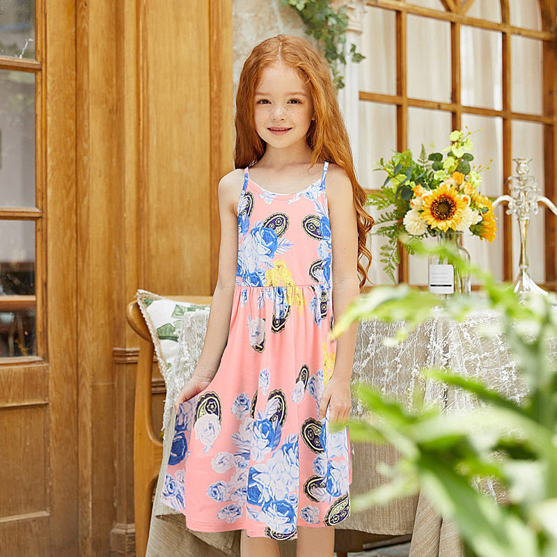 Family Matching Mother Daughter Flower Print Idyllic Dresses