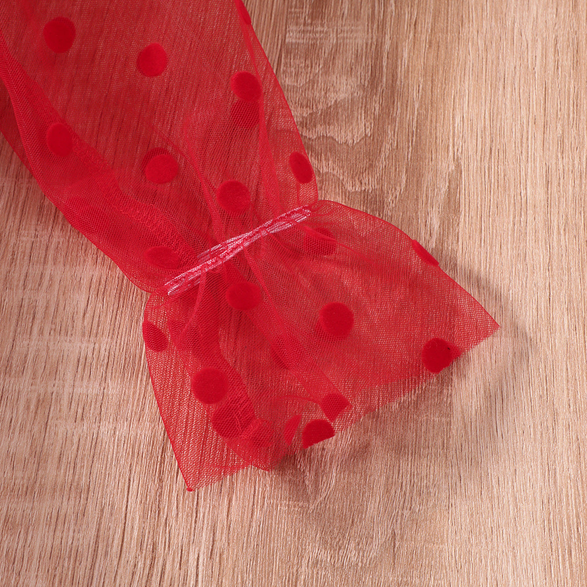 Kid Girl Long Sleeve Polka Dot Lace Princess Gauze Dress