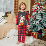 Family Fawn Cartoon Print Festive Plaid Christmas Parent-child Pajamas