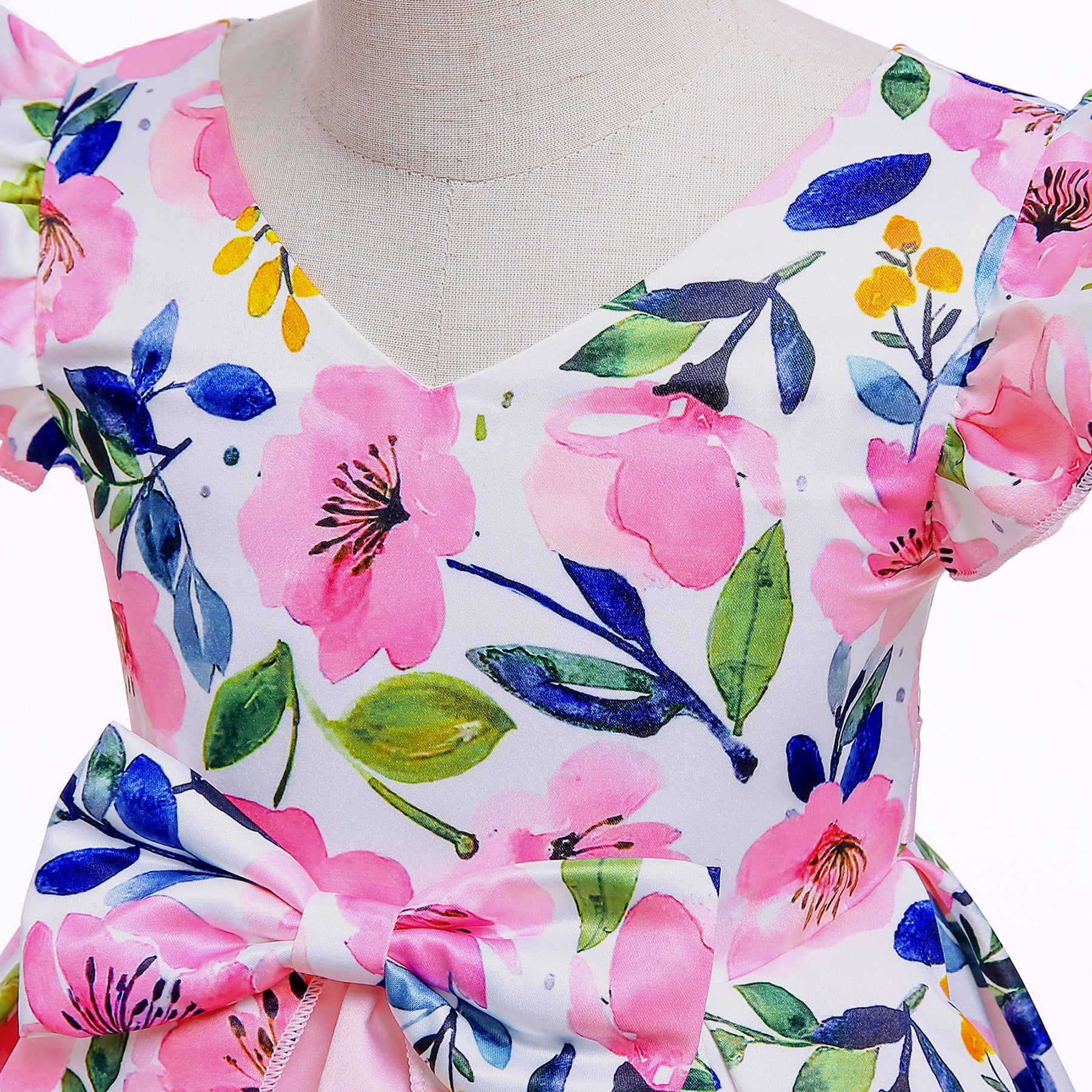 Kid Baby Girls Floral Print Princess Flying Sleeves Dresses