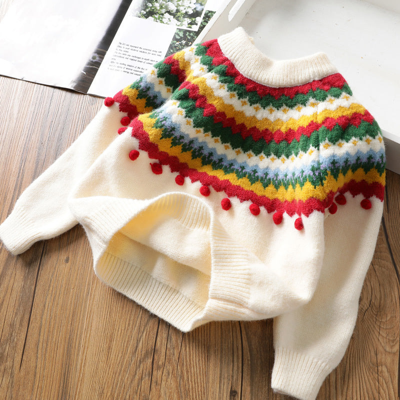 Kid Baby Girl New Year Retro Cashmere Sweater