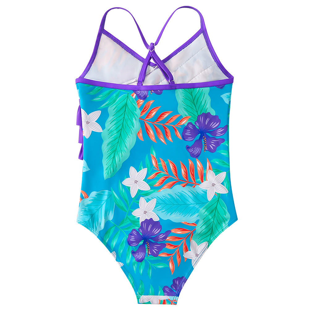 Kid Girls Swimsuit Ruffled One-piece Soaking Spring Beachwear