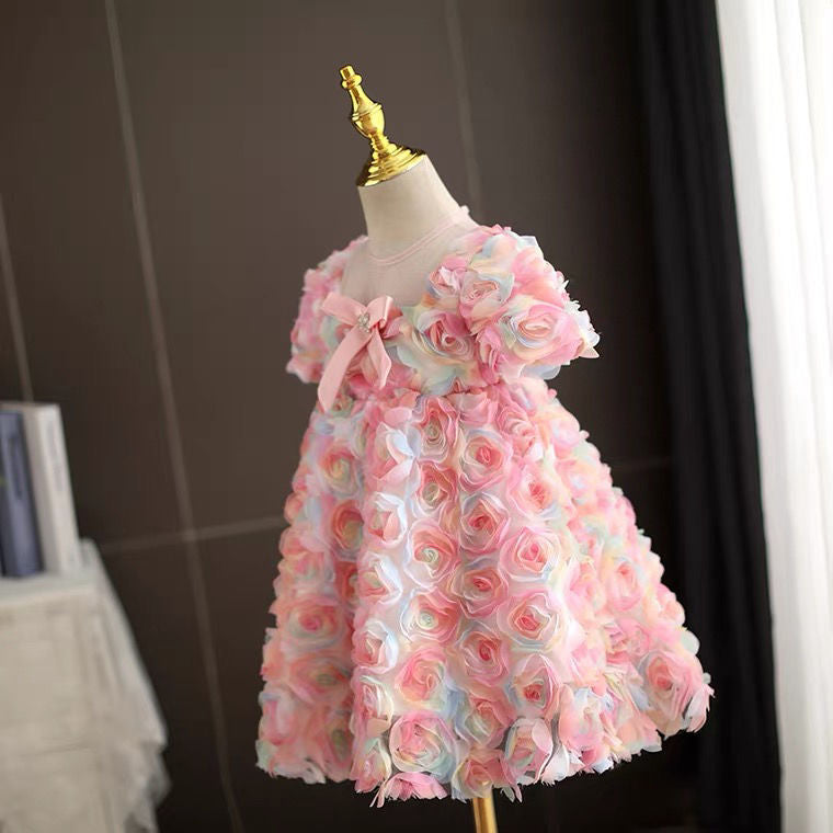 Kid Baby Girl Princess Birthday Party Sweet Three-dimensional Flower Dresses