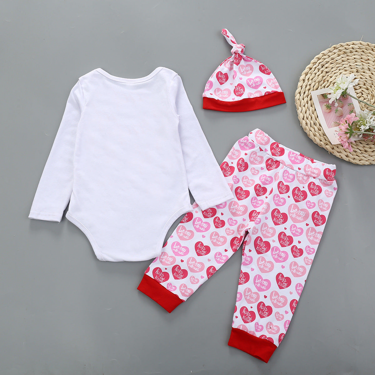 Baby Girl Long Sleeve Valentine's Day Spring 3 Pcs Set