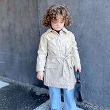 Kid Baby Girl Long Sleeve  INS Windbreaker Wind Leather Coat