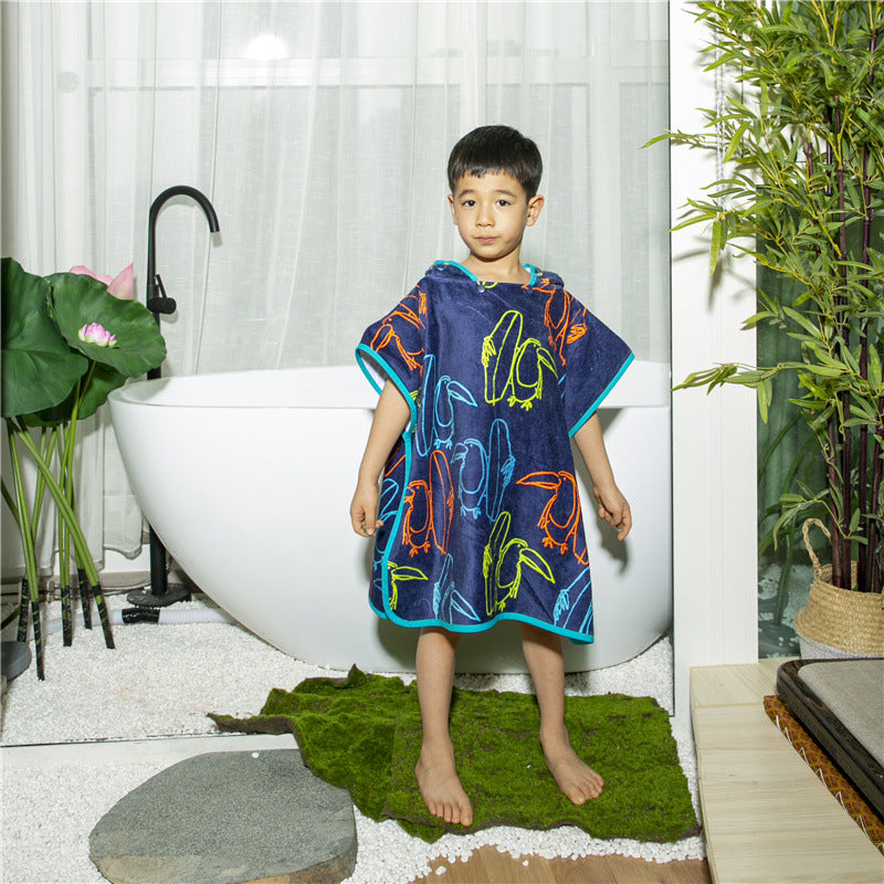 Infant Baby Bathrobe Cartoon Towel Robe Hooded Cloak Pajamas