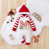 Baby Girl Jumpsuit Christmas Stripe Mosaic Printed Alphabet Rompers
