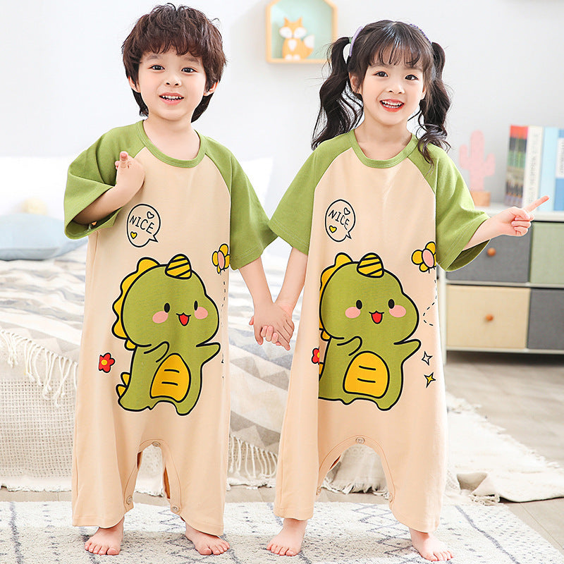 Kid Baby Girl Boy One-piece Short Sleeve Pure Cotton Ultraman Loose Pajamas