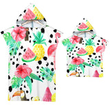 Kids Baby Tropical Fruit Microfiber Hooded Beach Towel Quick-Dry Wearable Pajamas