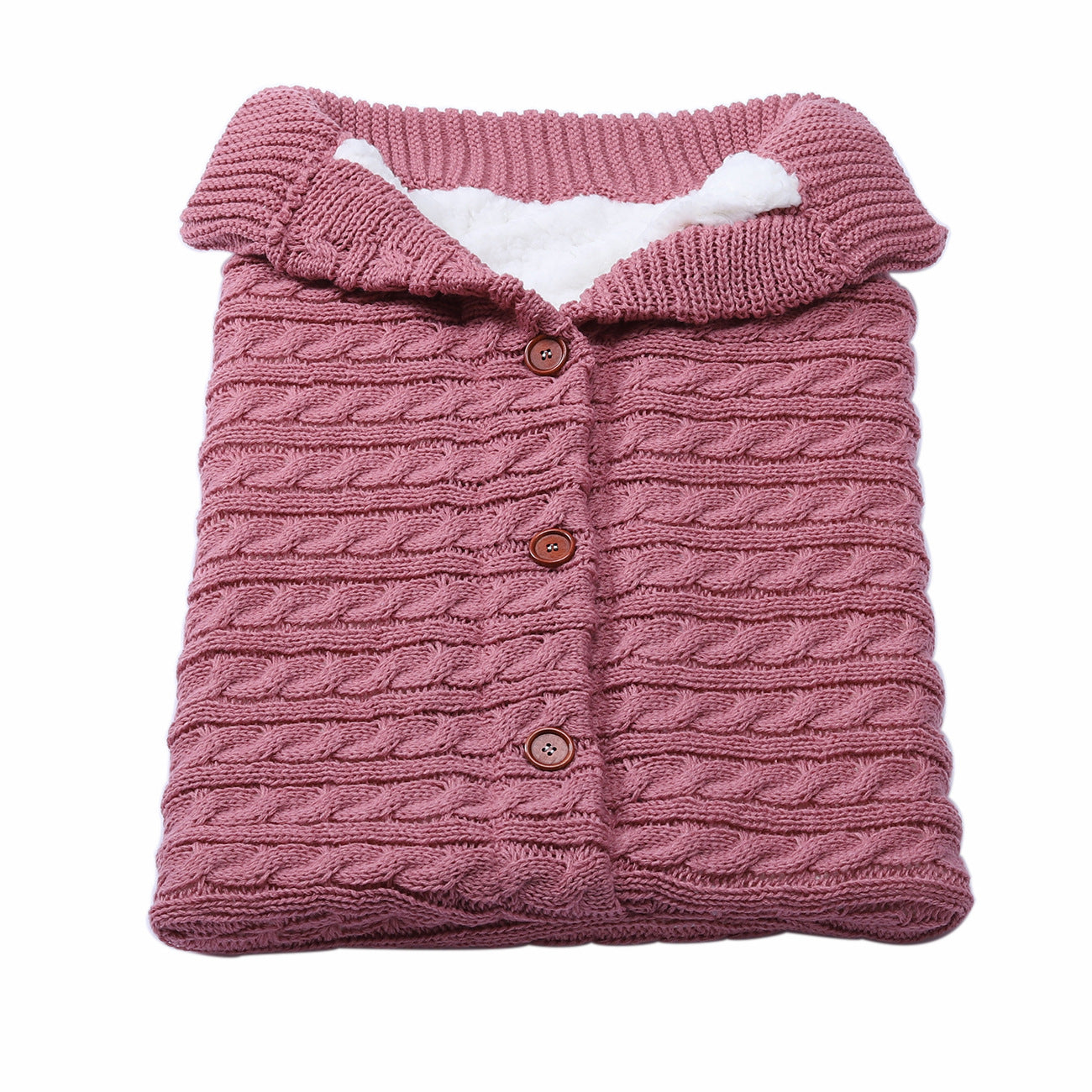 Baby Stroller Sleeping Outdoor Button Knitted Wool Fleece Thickened Pajamas