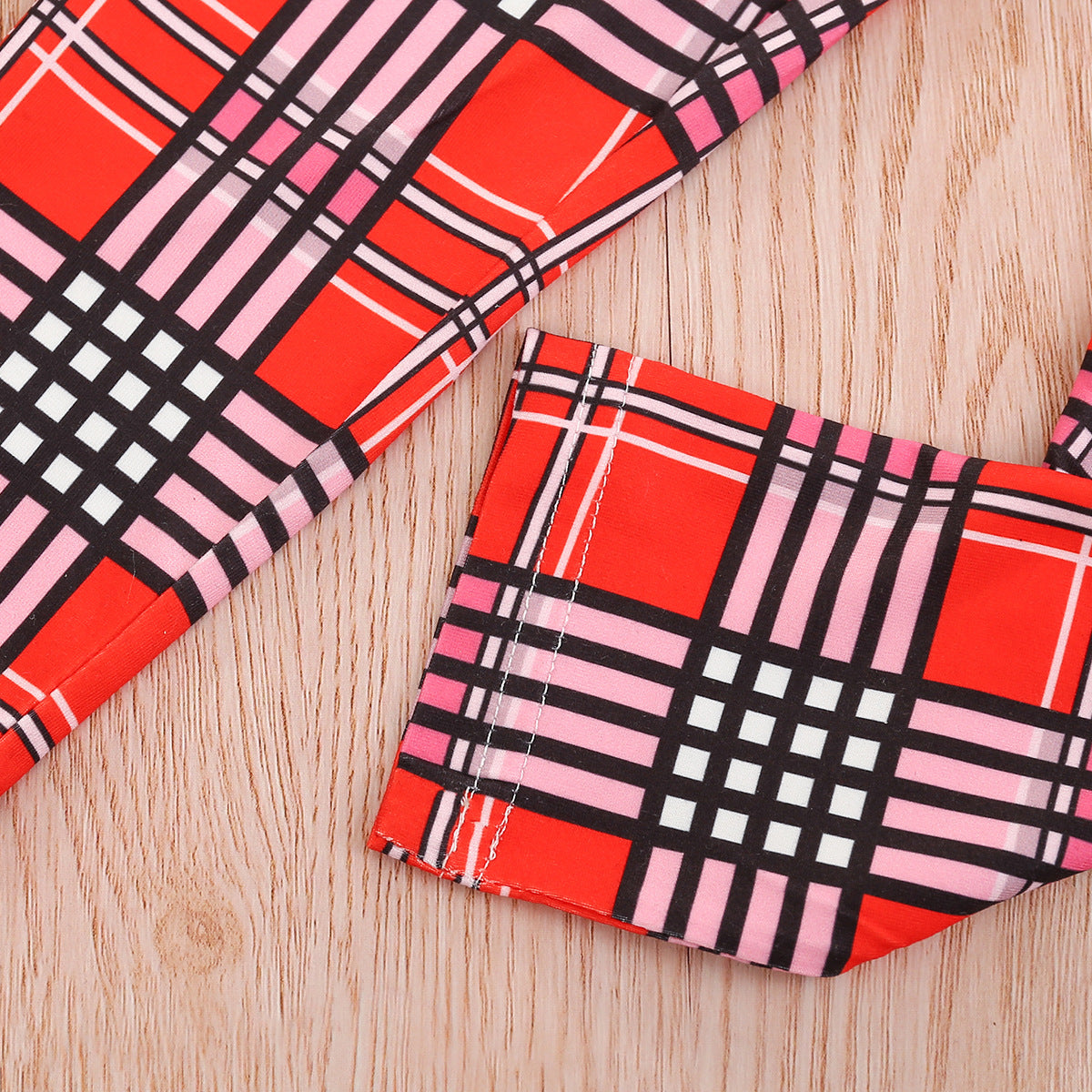 Baby Toddler Girl Valentine Love Long-sleeve Plaid Suit 2 Pcs Sets