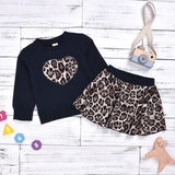Kid Baby Girl Valentine's Day Love Leopard  2 Pcs Suit Sets