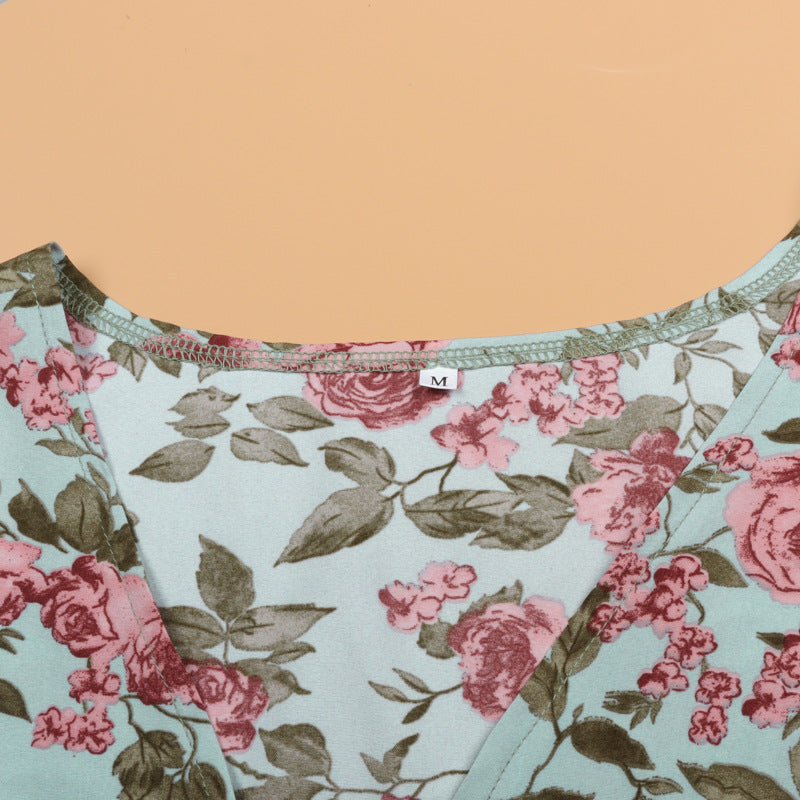 Family Matching Mother Daughter Floral Holiday Beach Leisure Dress Cape