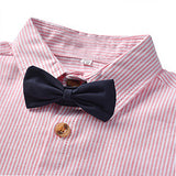 Kid Baby Boy Suit Suspenders Shorts Striped Ceremony 2 Pcs Sets