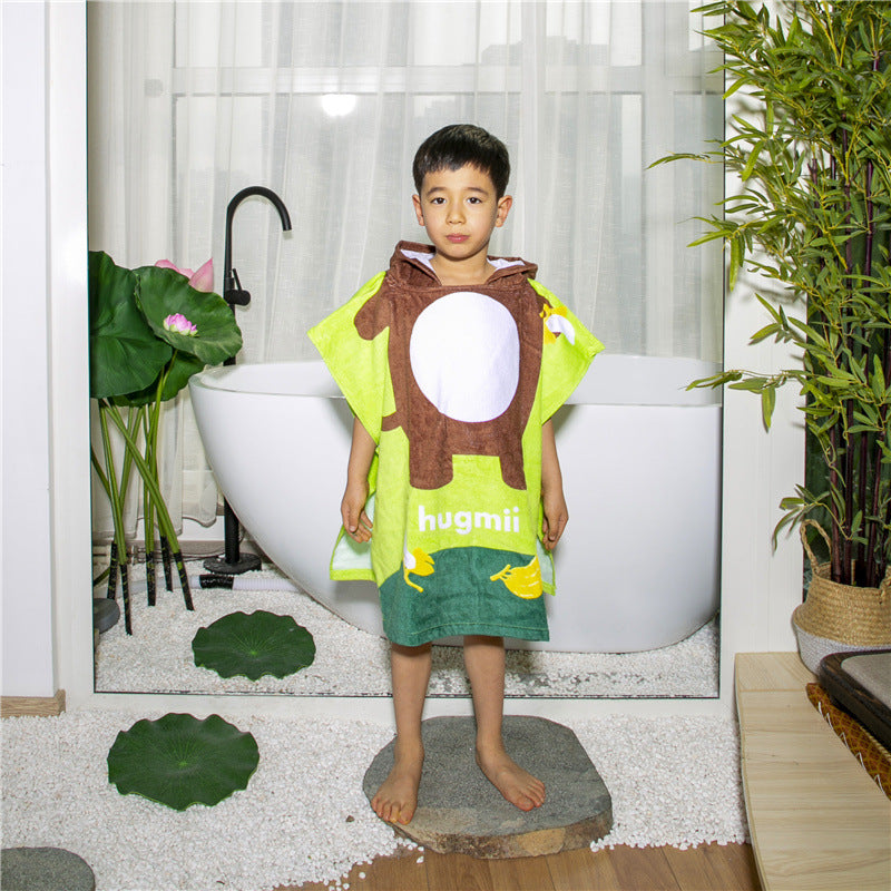 Infant Baby Bathrobe Cartoon Towel Robe Hooded Cloak Pajamas