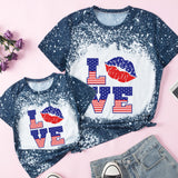 Family Matching Mother Daughter Short Sleeves Independence Day Cotton T-shirt