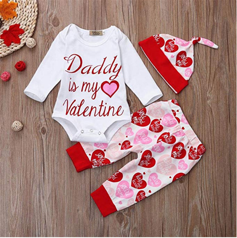 Baby Girl Long Sleeve Valentine's Day Spring 3 Pcs Set