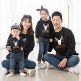 Family Matching Fashion Casual Christmas Elk Letter Printing Shirts